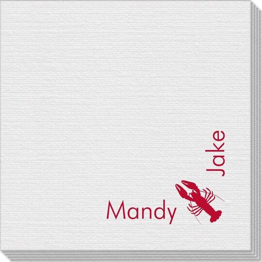 Corner Text with Maine Lobster Design Linen Like Napkins